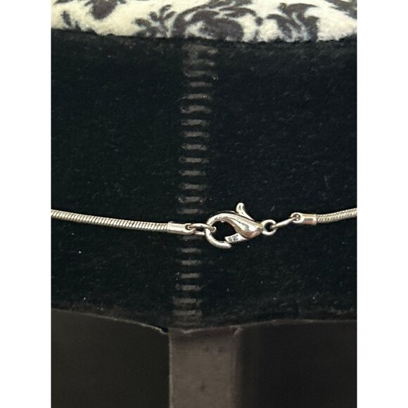 Silver Tone Teardrop Pendant Necklace 18" With Cubic Zirconia - Picture 3 of 4